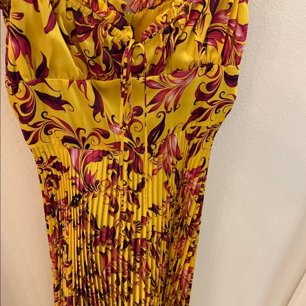 Delfi Yellow and Purple Floral Dress Sz M